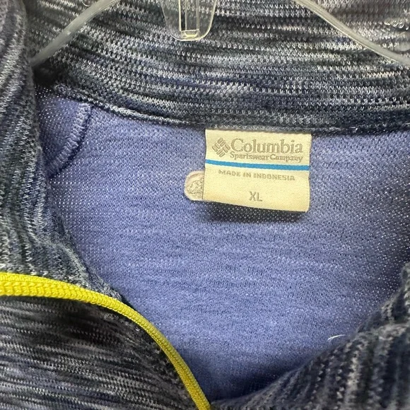 Columbia Blue Quarter-Zip Pullover with Neon Accents - Picture 2 of 4